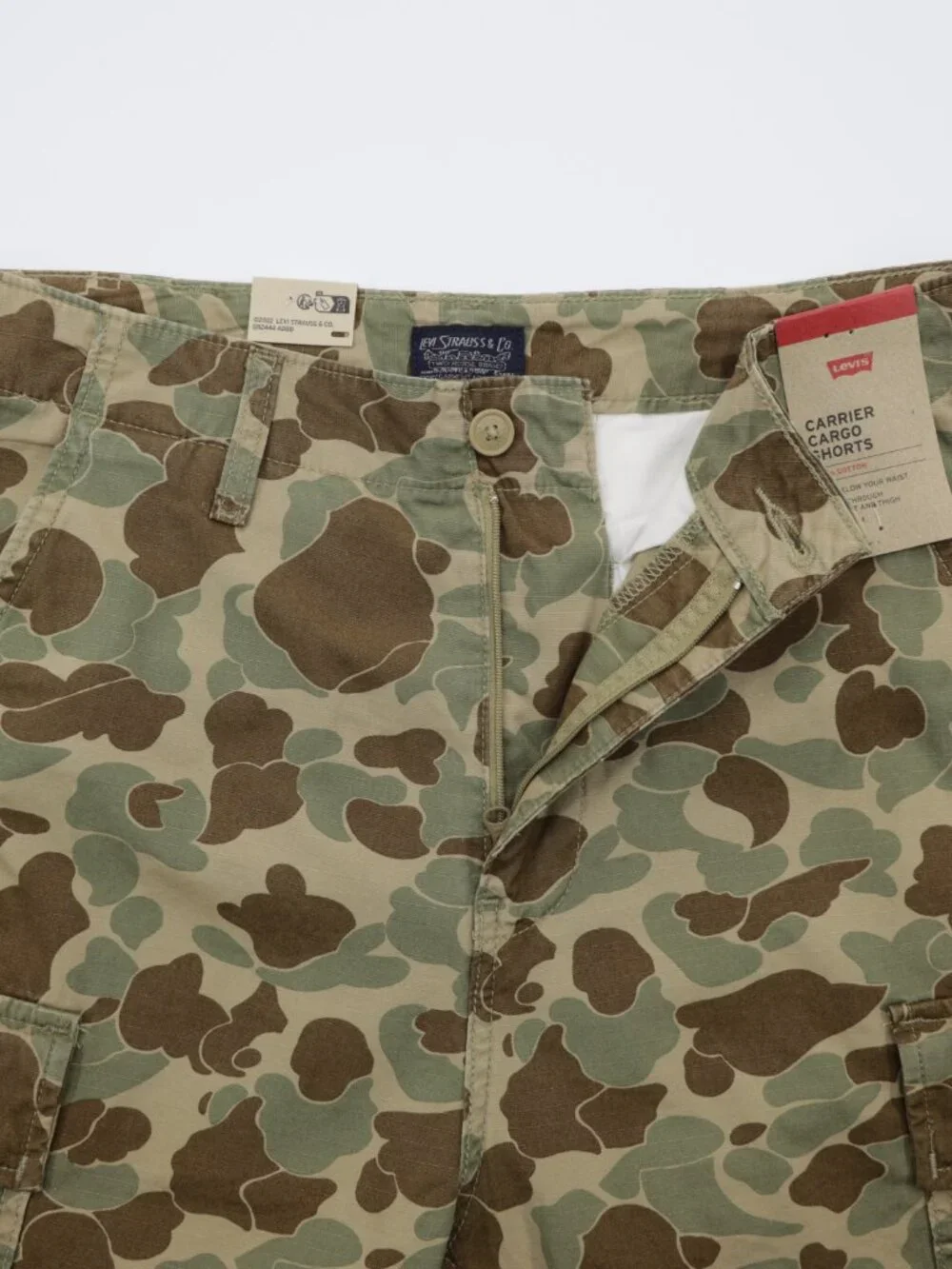Levi's Men's Carrier Cargo Cotton Camo Comfortable Shorts‎ Green/Brown Size 34